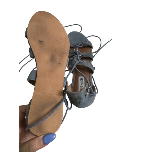 STEVE MADDEN Carleigh Blue Suede Laceup Gladiator Sandals Size 9 - Picture 4 of 7